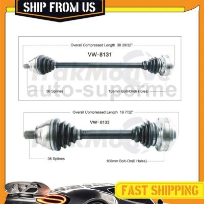 Front CV Axle Half Shaft Joints 2x For 2012-2013 Volkswagen Golf R 2.0L - Imagem 1 de 4