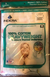 Women's Indera 100% Cotton Heavyweight women's Thermal Underwear Crew Top Medium - Picture 1 of 1