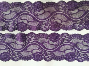  Spitze Nichtelastisch 9,5cm Dunkel Lila breit Elegante Borte FC neue  - Bild 1 von 7