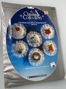 Paragon Christmas Collection Counted Cross Stitch 6 Ornaments Kit #6131 New - Picture 1 of 6