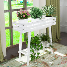 Raised Garden Bed with Legs and Storage Shelf Elevated Wooden Planter Box Indoor