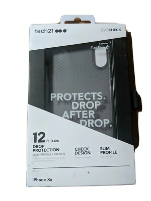 Tech21 Evo Check Black Drop Slim Impact Case for iPhone XR 6.1 Flex Shock New - Image 1 of 2