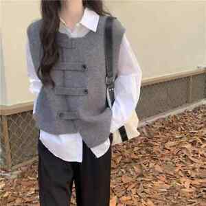 Women Knit Waistcoat Gilet Tank Irregular Cardigan Vest Sleeveless Sweater