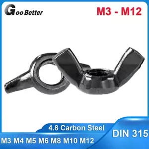 Flügelmuttern Flügelmuttern Stahl schwarz oxid Schmetterlingsmutter metrisch M3 M4 M5 M6 M8 M10 M12 - Bild 1 von 16