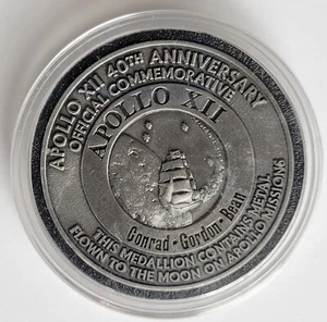 Apollo 40th Anniversary medal NASA Contains Metal Flown To The Moon 1-3/4" - Imagen 1 de 2
