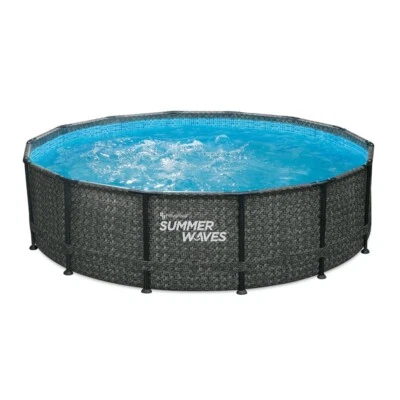 Summer Waves Elite Frame Pool Rattan Grau Ø 427x107 cm - Bild 1 von 4
