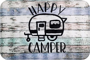 16x24 Happy Camper Non-Slip Doormat Rug for Door, Kitchen, Bath, Bedroom - Picture 1 of 8