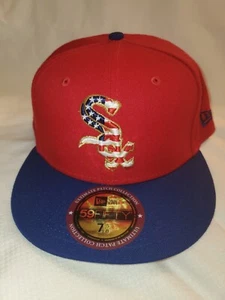 NEW ERA 59 FIFTY MLB CHICAGO WHITE SOX AMERICANA RED BLUE FITTED HAT 7 5/8 MENS - Picture 1 of 7