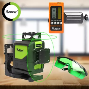Green Laser Level Auto Self Leveling Horizontal Vertical Lines+Receiver+Glasses - Picture 1 of 11