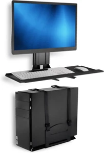 Monitor and Keyboard Wall Mount with CPU Holder, Height Adjustable Standing VESA - Picture 1 of 9