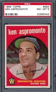 1959 Topps #424 PSA 8 Ken Aspromonte Senators 424 - Picture 1 of 2