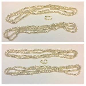 2 Perlenketten mit Süßwasserperlen und Clip Modeschmuck - Picture 1 of 1