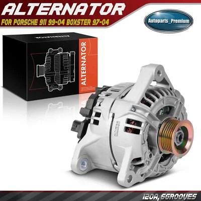 Alternator for Porsche 911 99-04 Boxster 97-04 120Amp/12Volts CW 6-Groove Pulley - Image 1 of 4