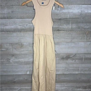 Old Navy XS nude beige racerback midi dress with pockets sleeveless - Picture 1 of 4