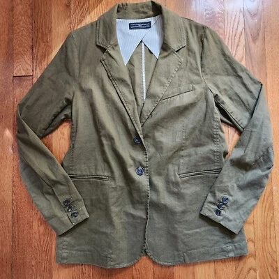 Chaqueta blazer peruviana Connection para mujer talla 10 mezcla de lino abotonada Foto 1 de 3