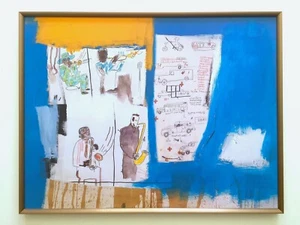 JEAN MICHEL BASQUIAT RARE 1997 FRAMED LITHOGRAPH PRINT "WORTHY CONSTITUENT" 1986 - Picture 1 of 12