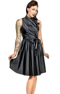 Vestido Negro Envoltura Estilo Halter Retro Rockabilly Swing - Imagen 1 de 4