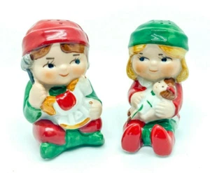Vintage 1983 Avon Santa's Helpers Elves Salt and Pepper Shakers Christmas NIB - Picture 1 of 10