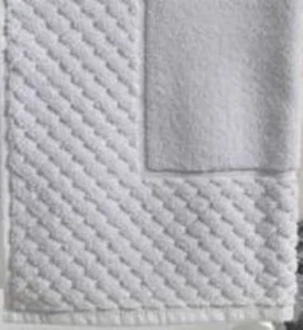 POPCORN BORDER HOTEL WHITE LARGE BATH MATS EGYPTIAN COTTON 900GSM SIZE 50x90cm - Picture 1 of 5