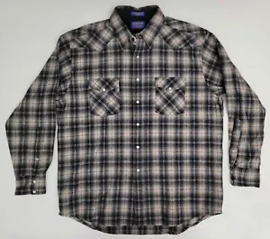 Pendleton Canyon Plaid Pearl Snap Western Wear Flannel Washable Wool Shirt XL - Picture 1 of 7