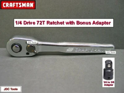 CRAFTSMAN TOOLS 1/4 FULL POLISH Thin Profile 72 Tooth Ratchet socket wrench !! - Image 1 of 4