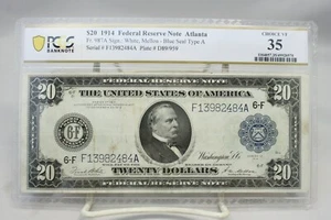 1914 $20 Federal Reserve Note Atlanta Fr.987 PCGS VF35 No Comment #2484 - Picture 1 of 2