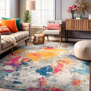 Rugshop Area Rugs Abstract Contemporary Multi Coloured Rug Living Room Rugs 5x7 - Picture 1 of 11