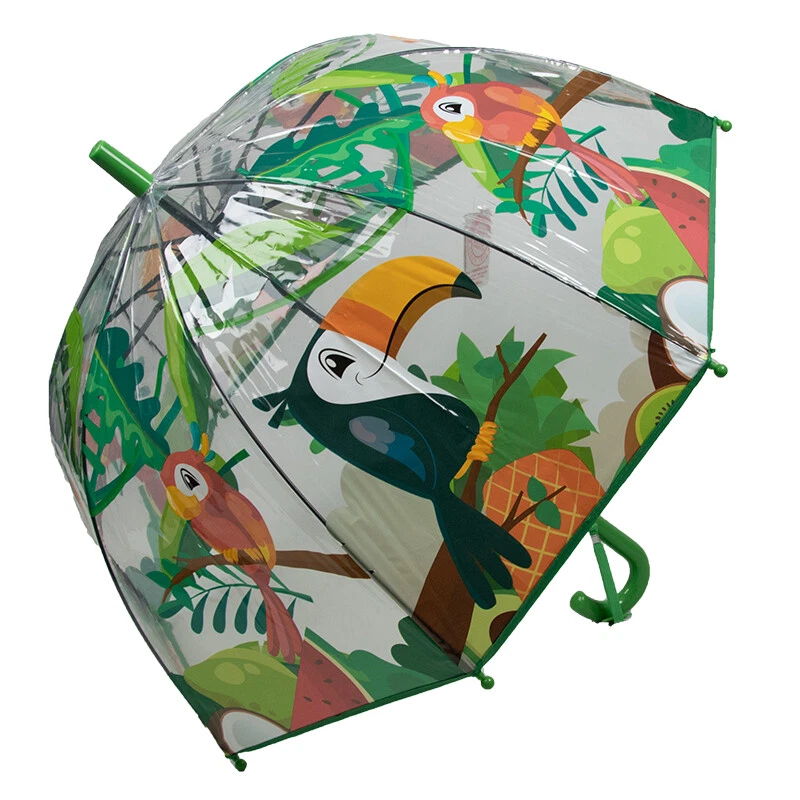 RST UMBRELLA Kinderschirm | Regenschirm | Namenschild am Griff | Ø 69 cm | Papagei | Grün