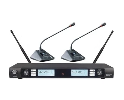 UHF Dual Channels Wireless Conference Room Gooseneck Delegate Microphone System - Image 1 of 4