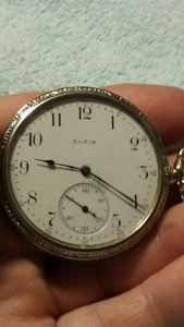 1912 Elgin Pocket Watch 15J 12S Gold/Silveroid Case Works Excellent..serviced^ - Picture 1 of 11