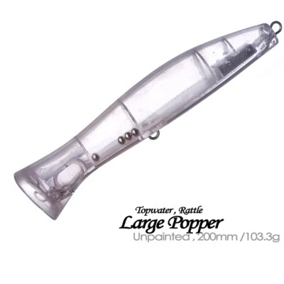 3PCS 20cm 103.3g Big Game Topwater Popper Unpainted Blank Fishing Lure model - Image 1 of 4