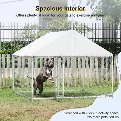 Large Dog Crate Heavy Duty Dog Kennel Outdoor Dog Playpen Dog Cage w/ Cover - Image 1 of 4