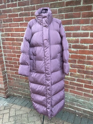 Потрясающий Superdry макси длинная линия негабаритный кремень фиолетовый пуховик пальто - новый с этикетками - Изображение 1 из 4