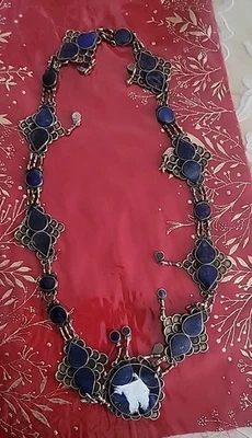 Ancien ceinture Pour Femme Pierres Lapis Lazuli En Argent - Imagen 1 de 4