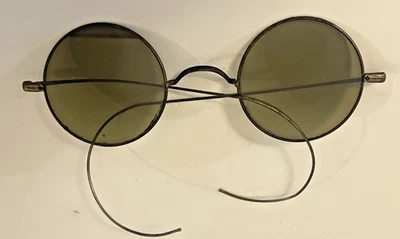 Gafas tintadas antiguas de 1900 anteojos lentes redondas gafas de sol marco de alambre 5"🌺🌺 Foto 1 de 4