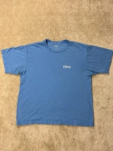 Camisa Obey Para Hombres Grande Azul Algodón Orgánico Flor Gráfico Camiseta Patín Botánico - Imagen 1 de 13