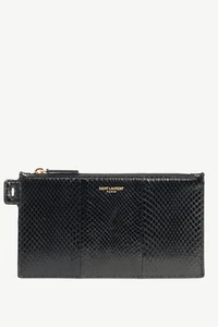 Saint Laurent Black Snakeskin Flat Wallet - Picture 1 of 10
