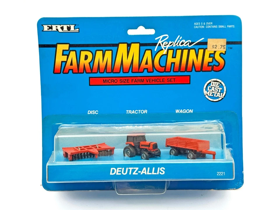 Deutz Allis Orange Micro Size Farm Set Ertl Tractor Disk Wagon - Image 1 of 1