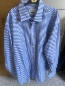 Van Heusen Men’s Long Sleeve Shirt 17” - blue & white striped - Picture 1 of 3