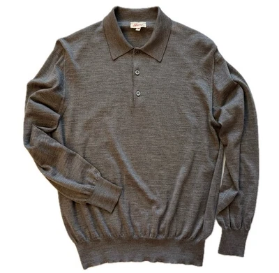 Brioni Gray Extrafine Wool 1/4 Button Collared Sweater, Size 40US 50EU - Image 1 of 4