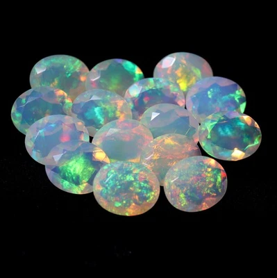 11x9 MM Oval Cut Natural Top Grade Flashy Multi Fire Faceted Ethiopian Opal - Image 1 of 4