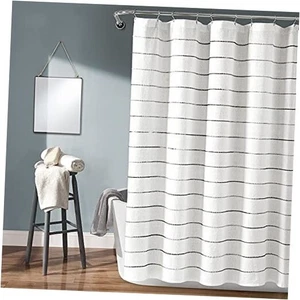Ombre Stripe Yarn Dyed Cotton Shower Curtain, 72" 72"W x 72"L (Pack of 1) Grey - Picture 1 of 7