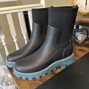 Hunter Ladies Rainboots Size 9 UK 7 Black Green - Picture 1 of 5
