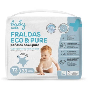 Baby Wells Eco Pure Diapers Size 3 - 33 Pack, Natural & Gentle - Picture 1 of 5