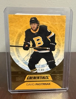 2021-22 Upper Deck Credentials - David Pastrnak #49 Orange /149 - Image 1 of 2