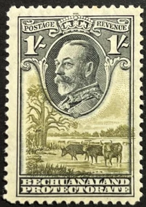 Bechuanaland, King George V with Cattle, 1 Shilling, Scott 111, MLH, F-VF - Picture 1 of 2