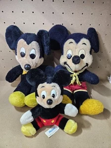 Vintage Mickey Mouse Soft Toy Plush. Stuffed Animal Doll Collectible 1980s X3 - Picture 1 of 10