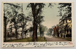 Savannah Georgia Antique Postcard Oglethorpe Ave Park Street Scene Spire - Picture 1 of 2