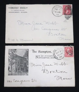 Dos cubiertas de hotel - AMHERST HOUSE & THE HAMPTON (Ilustrado) 1897-98 - Imagen 1 de 8