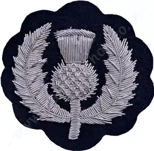 SCOTLAND THISTLE PATCH SILVER HAND EMBROIDERED (ME-102 SL) - Picture 1 of 2